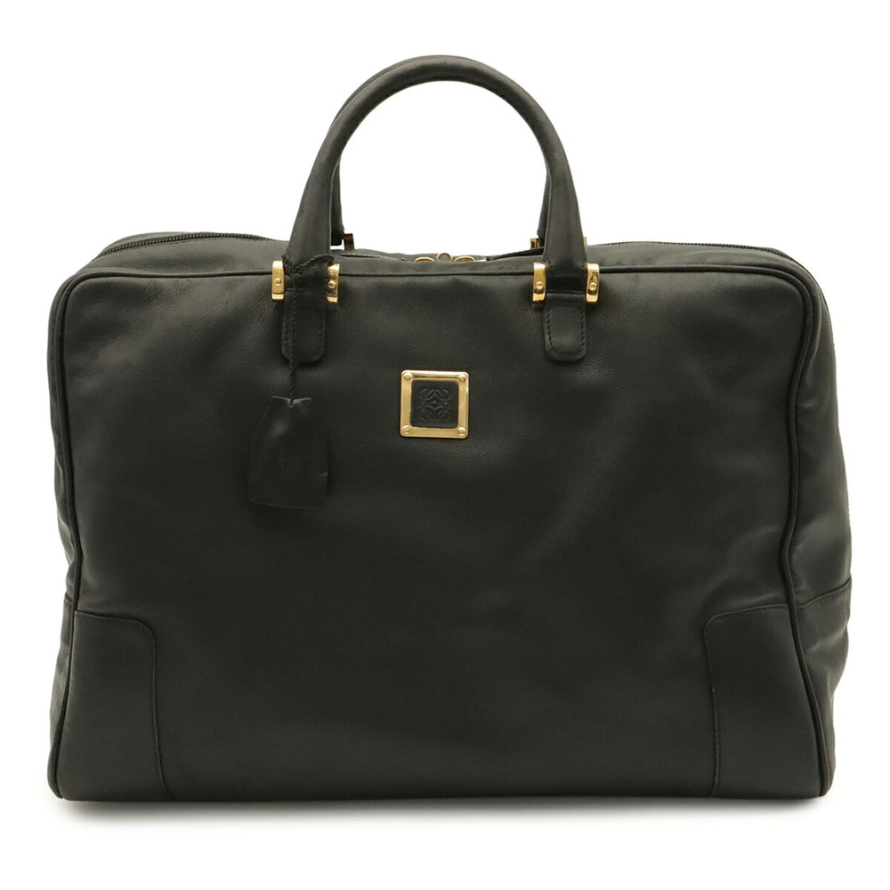 LOEWE Anagram Boston Bag, Handbag, Travel Leather, Black